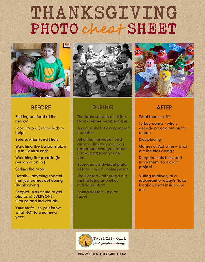 Thanksgiving Photo Cheat Sheet by Total City Girl Photography + Design